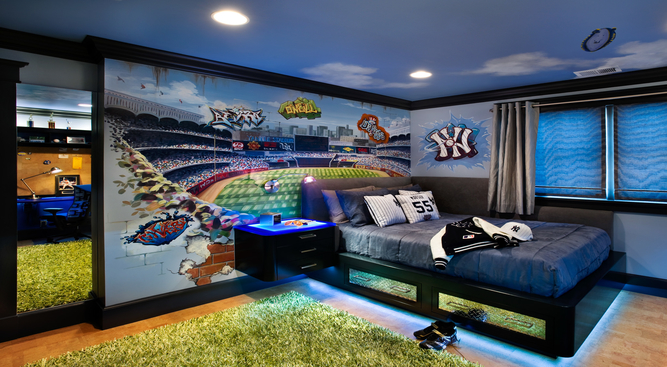 Blue Bedroom for a Baseball Fan